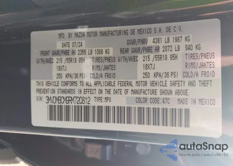 2024 Mazda Cx-30 2.5 S Carbon Edition from USA, damaged, VIN 3MVDMBCM9RM720812